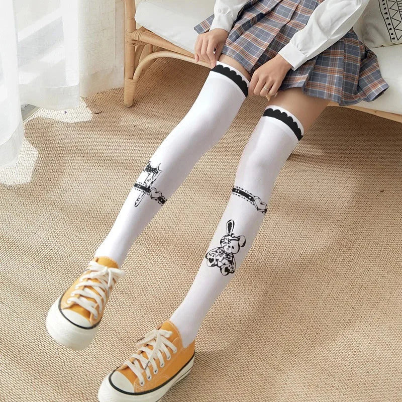 Lolita Thigh-High Stockings | Cute Cartoon Knee Socks for Women Thigh-High Stockings Qme