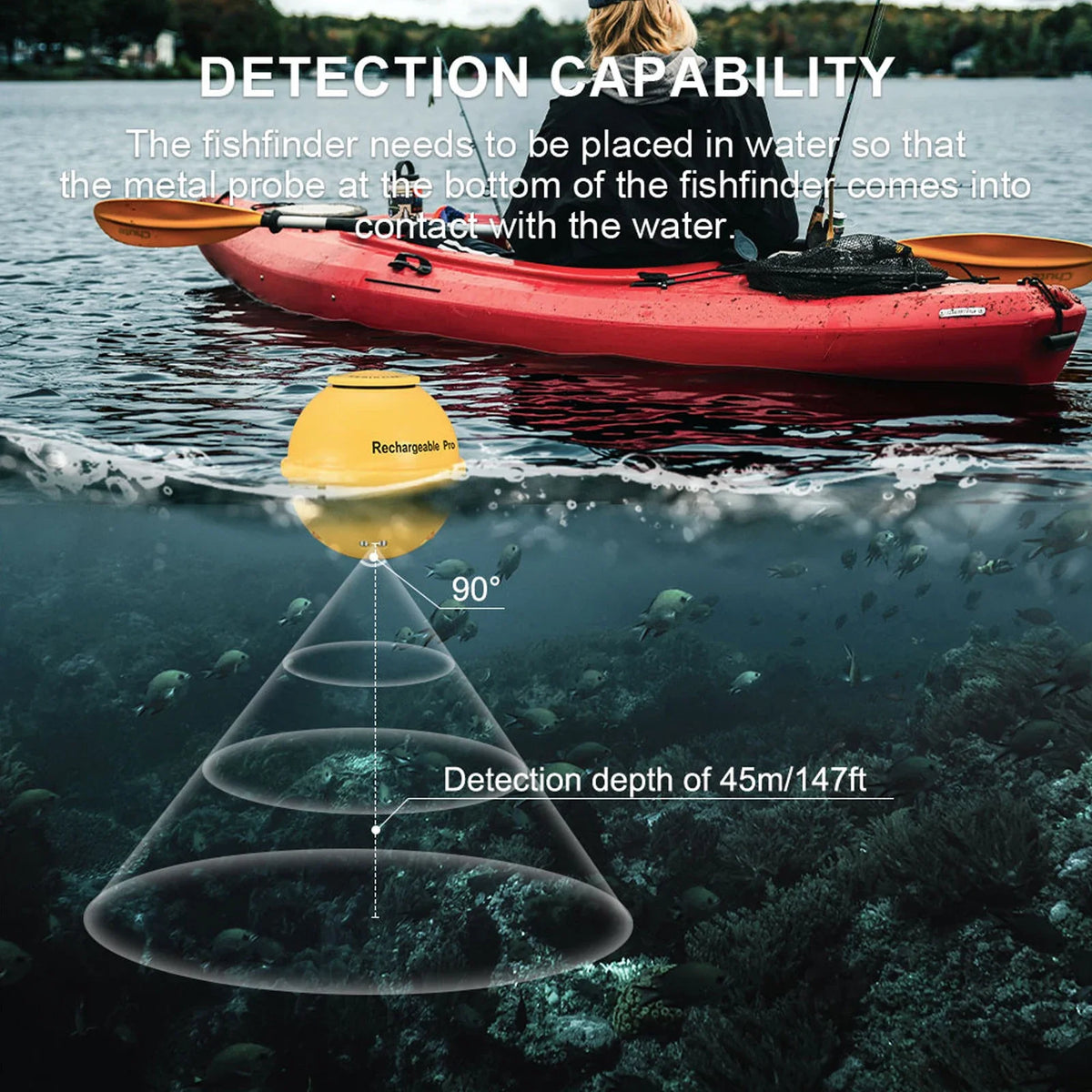 Portable Fish Finder Sonar Transducer with LCD Screen Portable Fish Finder Qme