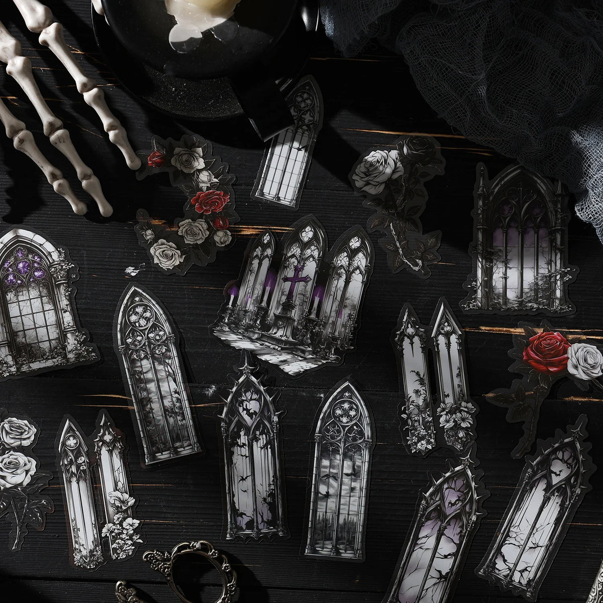 Halloween Castle Stickers – 15 Sheets DIY Scrapbooking Pack Craft Sticker Sheets Qme