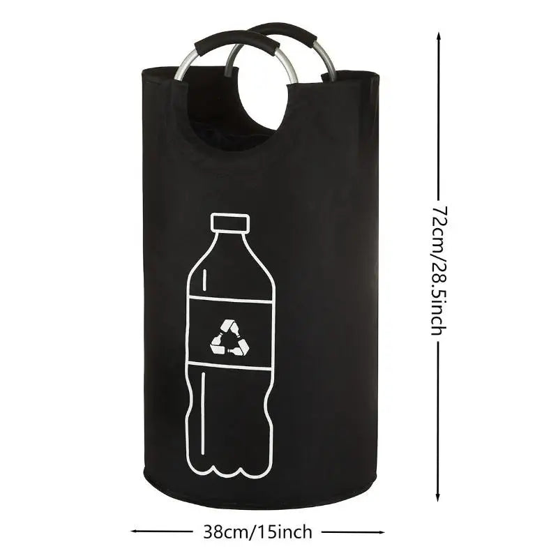 82L Foldable Bottle Storage Basket Kitchen Recycling Bag – Black Foldable Storage Basket Qme Black