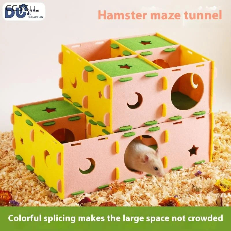 Felt Maze Hide Nest – Hamster Tunnel Toy & Small Pet Hideout Small Pet Hideout Qst