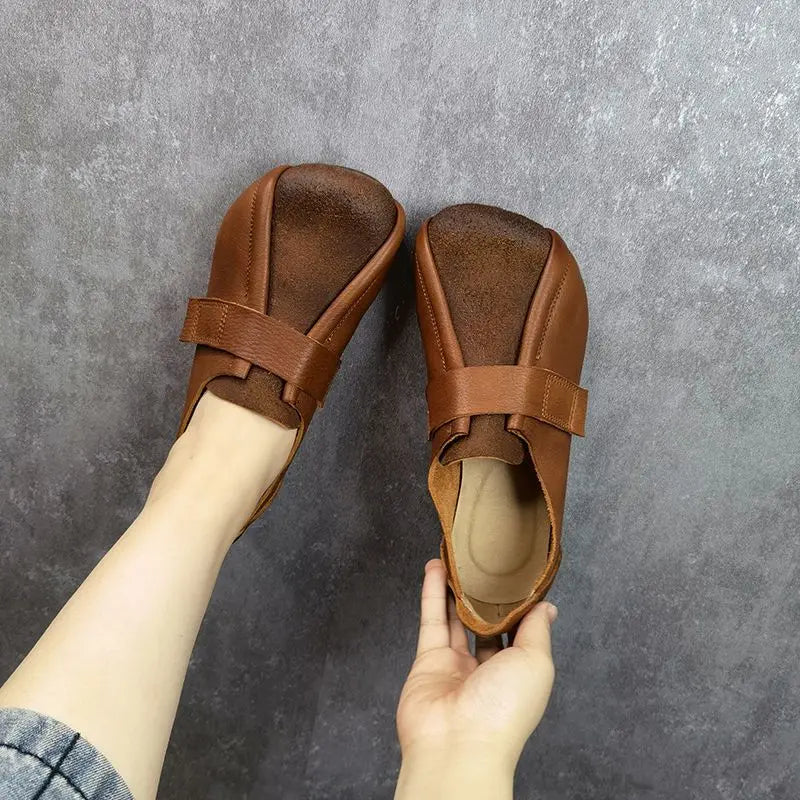 Women's Retro Round Toe Flat Loafers – Soft Suede Ballet Flats Women's Flat Loafers Qst
