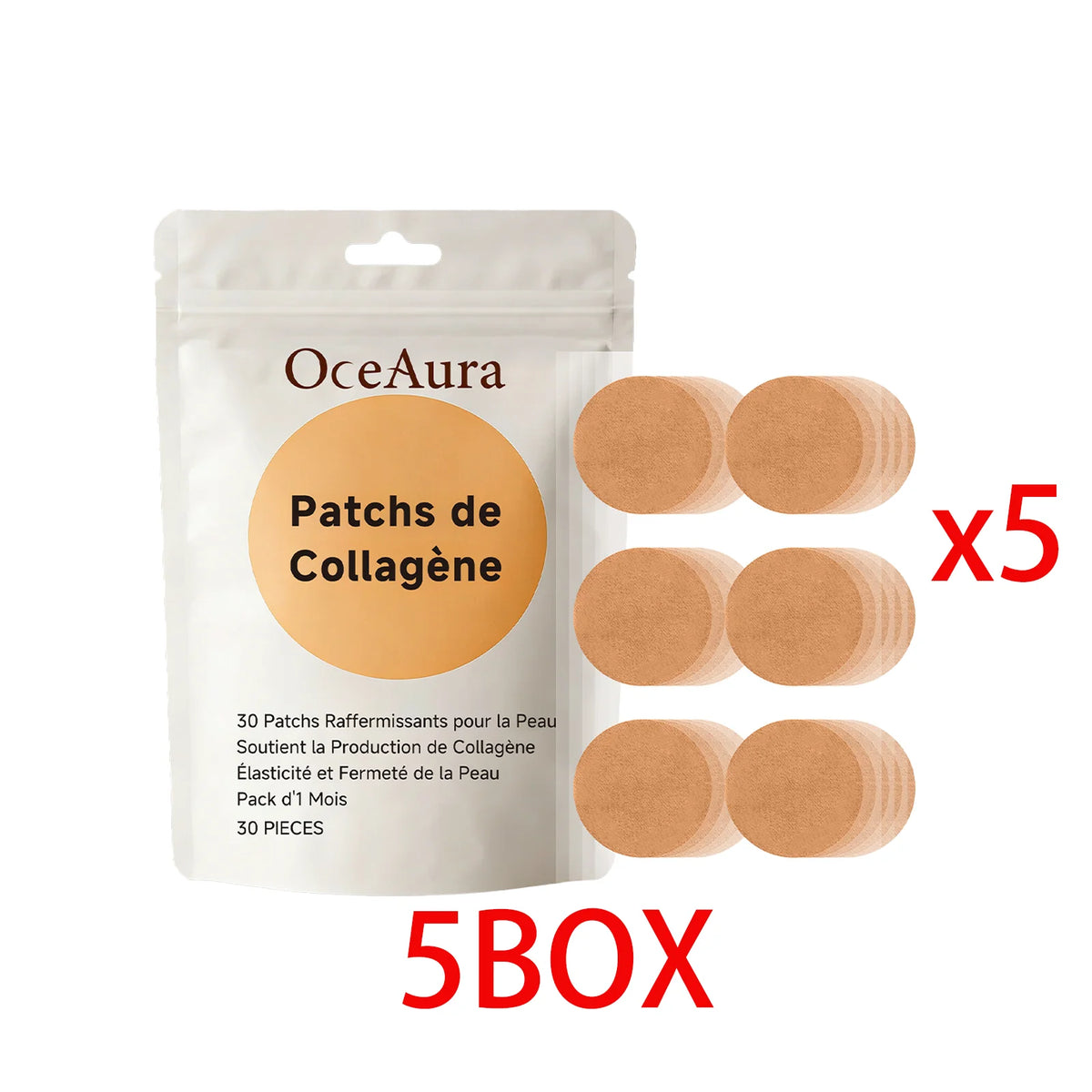 OceAura Collagen Hydrating Skin Patches 30pcs – Overnight Collagen Skin Patches Qst 5 BOX