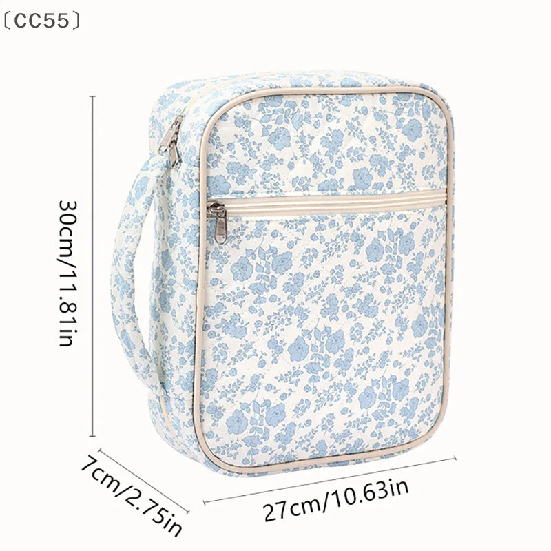 Large Quilted Floral Bible Cover Bag with Zipper & Handle Bible Cover Bag Qst