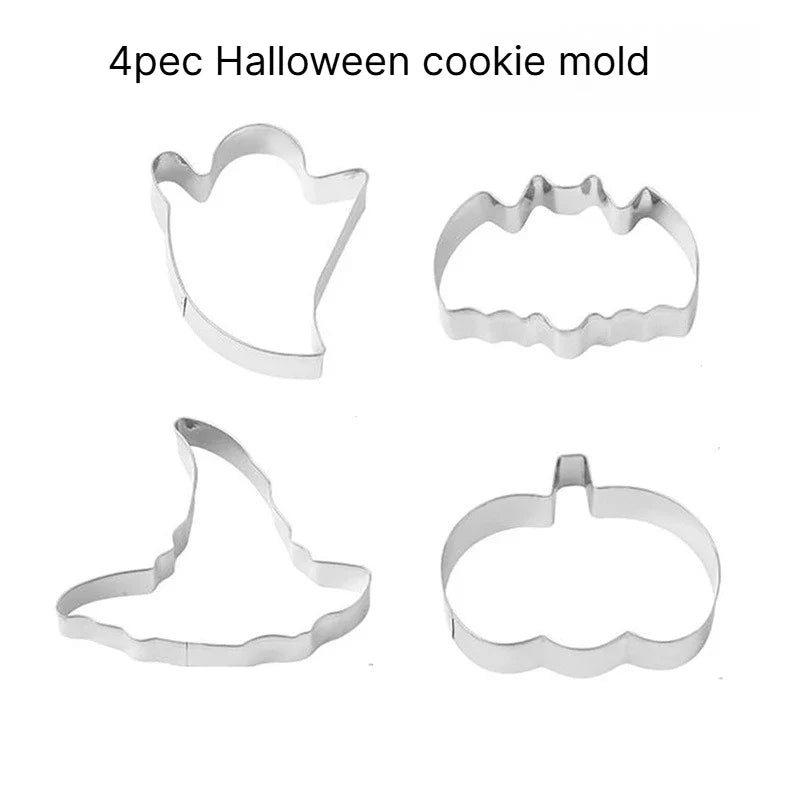 Halloween Cookie Cutters – 12-Piece Stainless Steel Baking Set Cookie Cutter Set Qme 4PCS biscuit mold