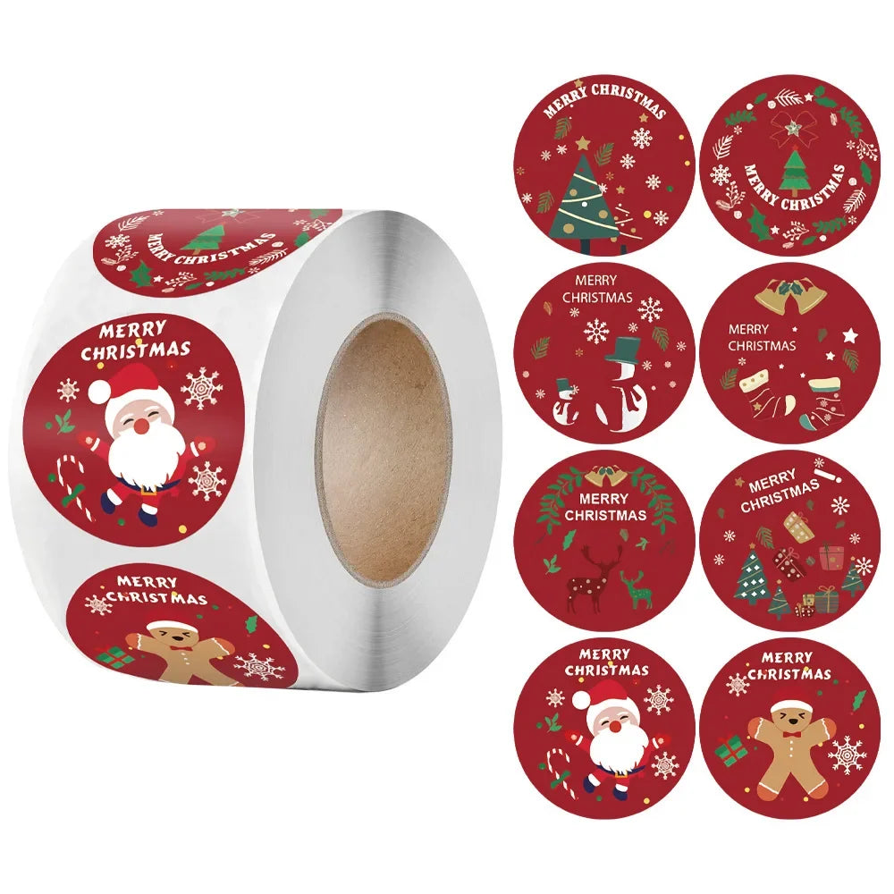 Christmas Self-Adhesive Stickers – Santa & Tree Seal Labels Christmas Stickers Qme