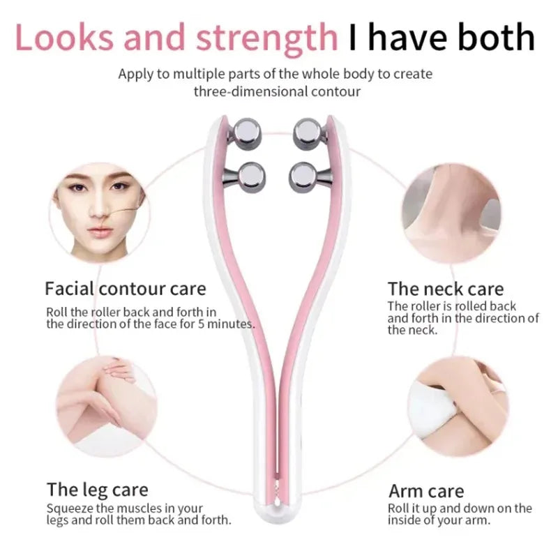 Microcurrent RF EMS Face Roller – V-Shape Lifting Massager Facial Massager Roller Qst