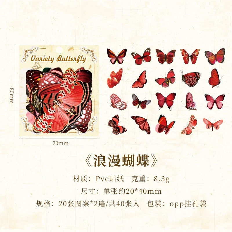 Butterfly Waterproof Stickers – Cute Aesthetic DIY & Scrapbooking Decorative Stickers Qme E