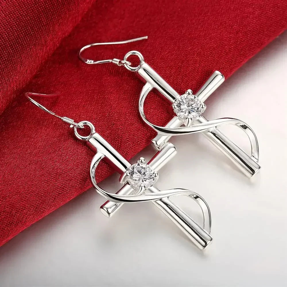 925 Sterling Silver Crystal Drop Earrings | Women's Jewelry Crystal Drop Earrings Qme Default Title