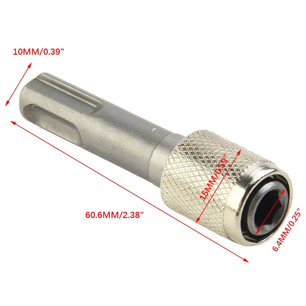 SDS to 1/4" Hex Shank Adapter for Drills & Screwdriver Bits Drill Bit Adapter Qme