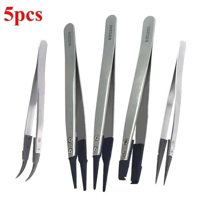 Watch Hand Installation Tweezers – Straight & Elbow ESD-Safe Precision Tweezers Qme 5pcs