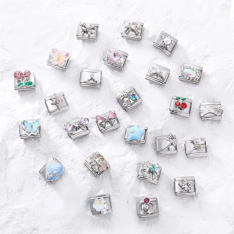 Zircon Stars Shell Butterfly Italian Charm Links – 39 Colors Italian Charm Links Qme