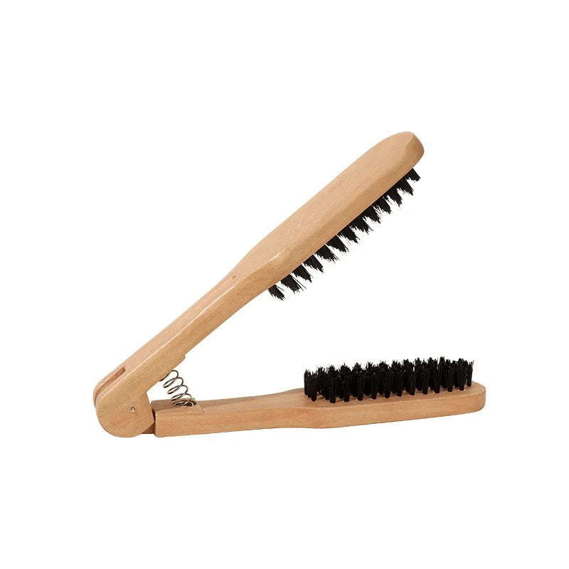 V-Shape Boar Bristle Paddle Brush – Anti-Static Hair Straightener Boar Bristle Hair Brush Qme