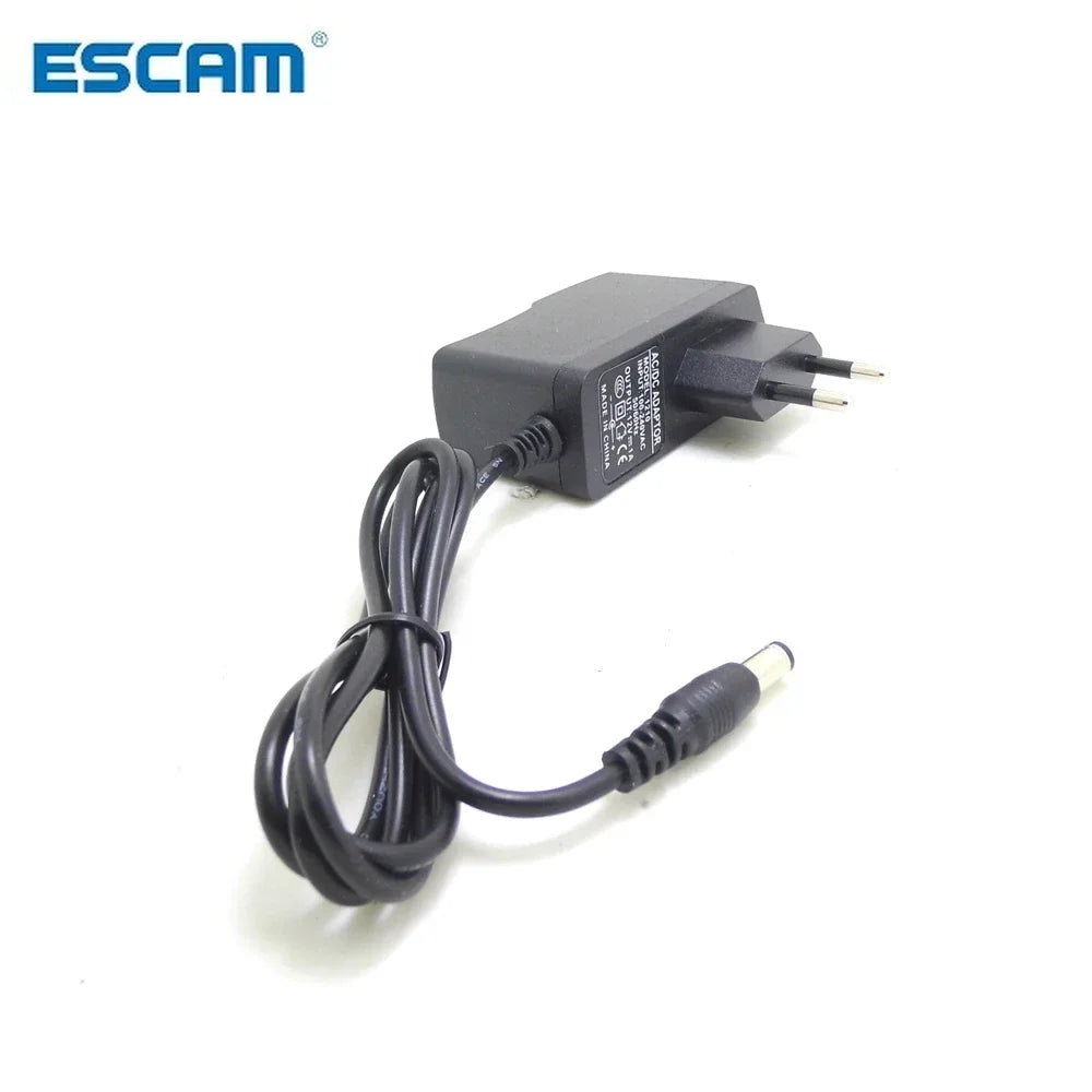 ESCAM EU Plug 12V 1A AC/DC Power Adapter for CCTV Cameras CCTV Power Adapter Qme