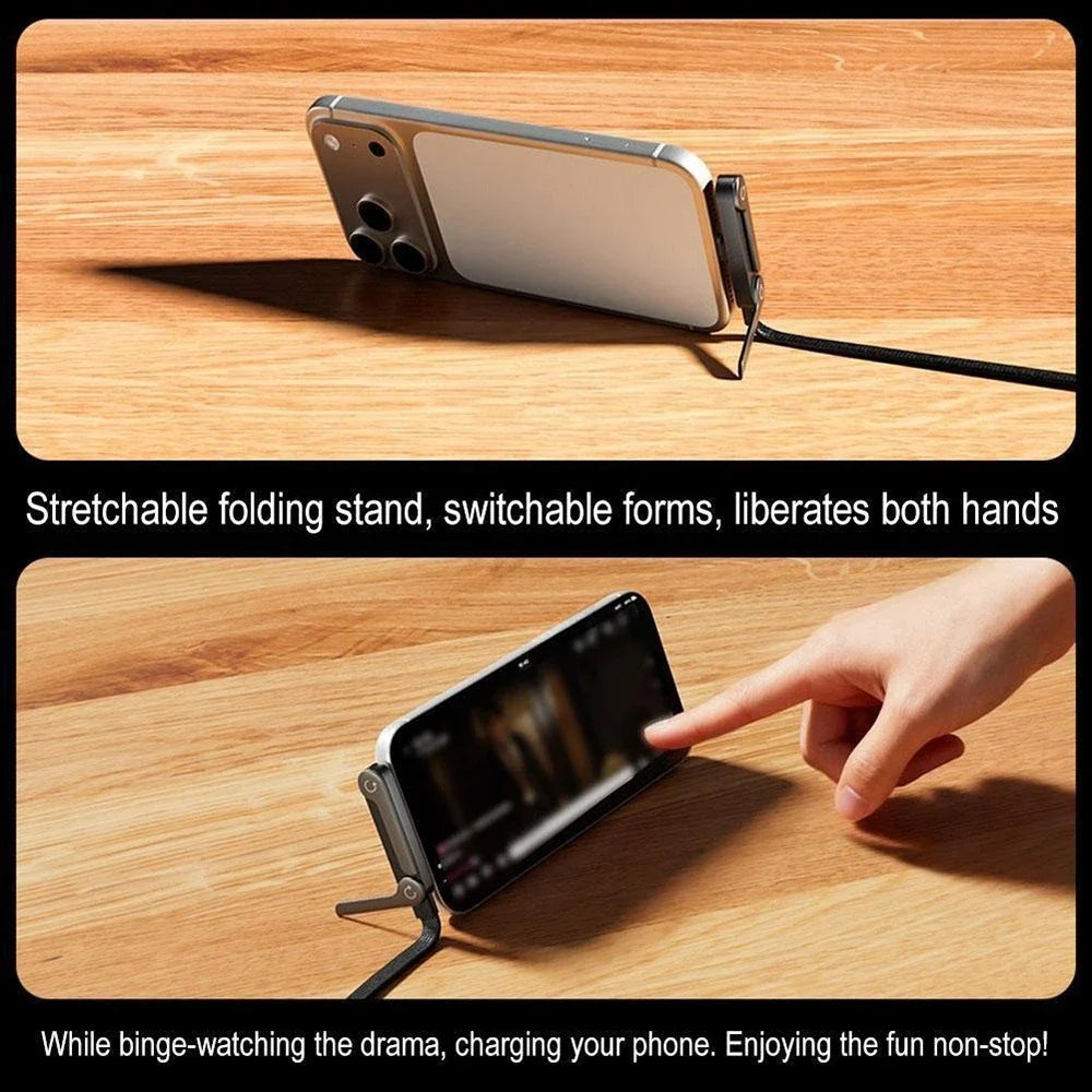 USB-C 240W Fast Charging Cable with Foldable Phone Stand USB-C Charging Cable Qme