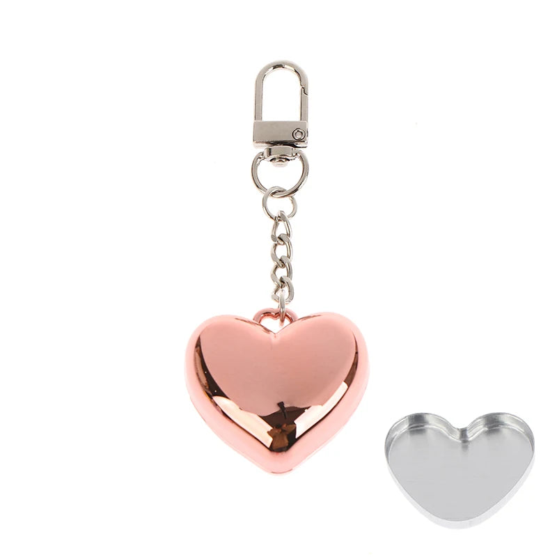 Heart Shape Mini Empty Compact – Blush & Eyeshadow Case + Mirror Cosmetic Compact Case Qst Rose Gold Keychain