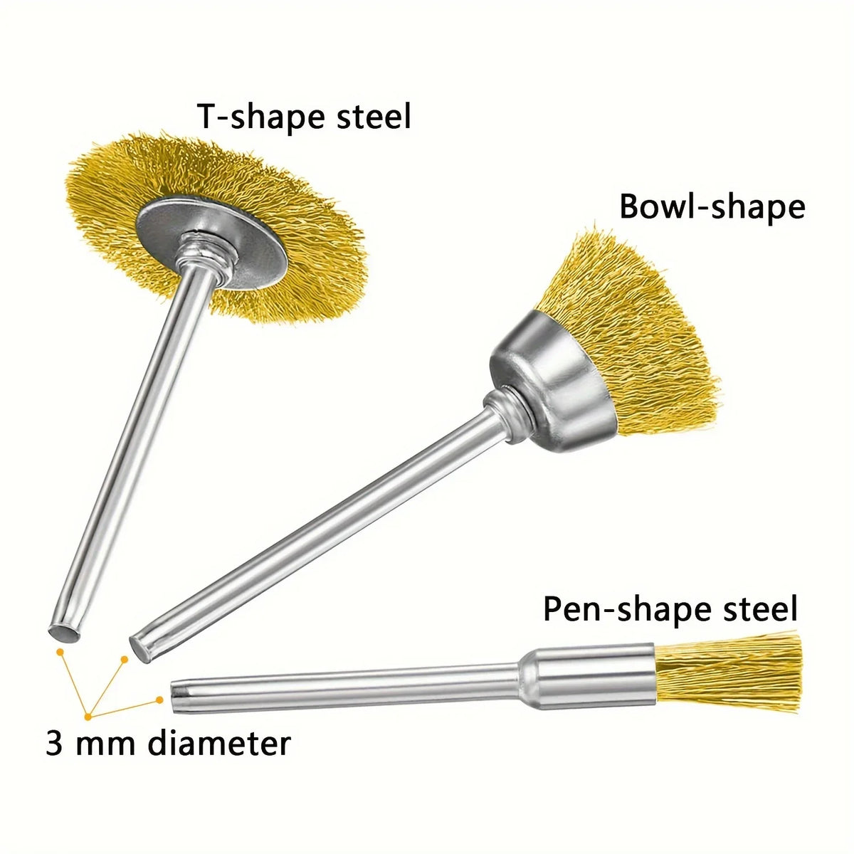 Wire Brush Brass Bit Set for Cordless Screwdriver – Rust Removal Wire Brush Bit Set Qme