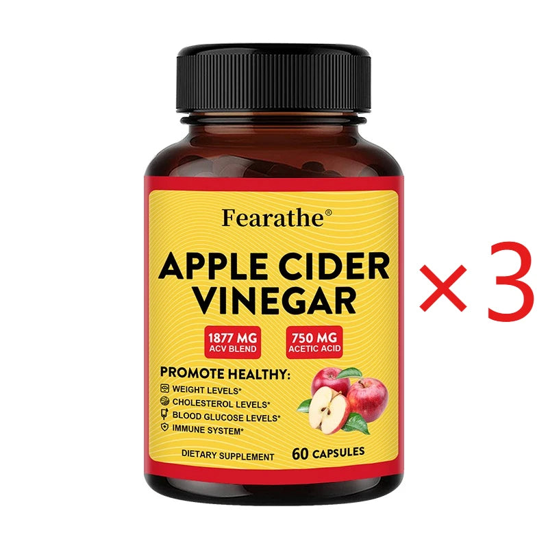 Apple Cider Vinegar Capsules 1877mg – Zinc & Vitamin D3 Vitamin Supplement Qst 60 count-3 bottle