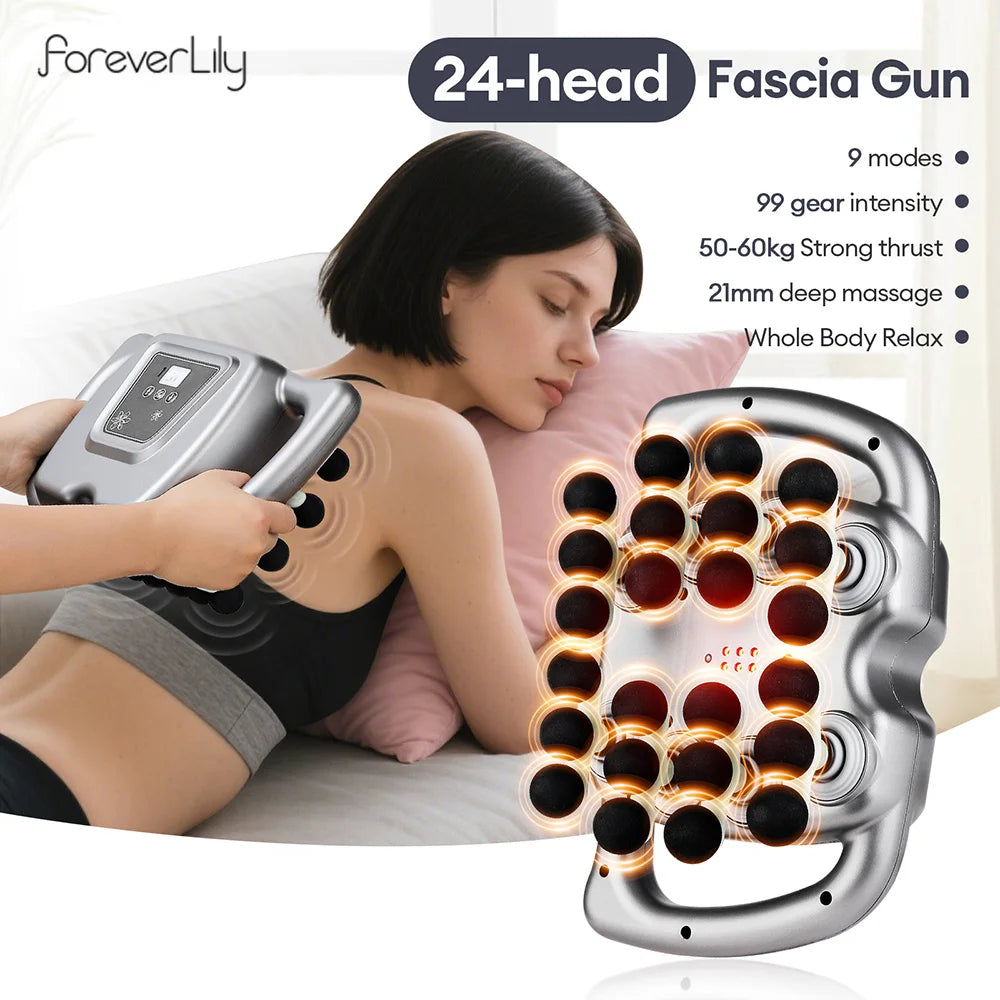 24-Head Fascia Gun – 99 Levels Full Body Massage Gun Fascia Massage Gun Qst
