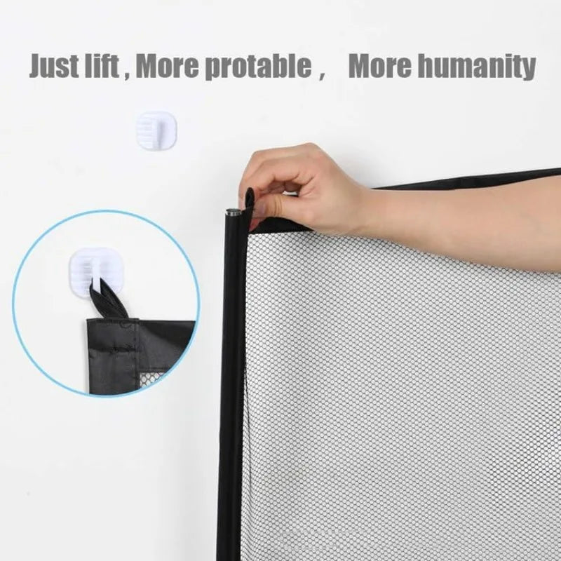 Foldable Mesh Indoor Dog Door Fence – Portable Pet Barrier Indoor Pet Gate Qme