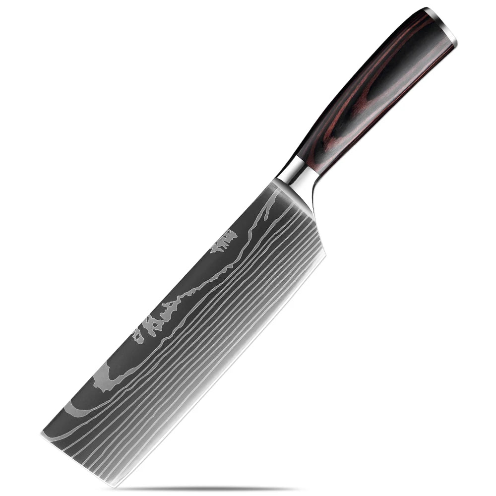 XITUO 5-Piece Chef Knife Set | Ultra Sharp Pakkawood Handle Kitchen Knife Set Qst Nakiri Knife