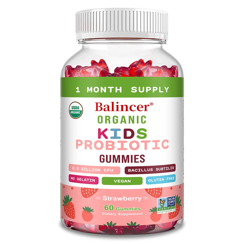 DETOXXTRA Kids Organic Probiotic Gummies – Strawberry 60ct Kids Probiotic Gummies Qst 60 Count-1 bottle