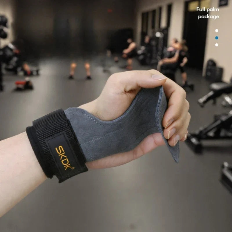 Cowhide Leather Wrist Guards Palm Support – Gym Strength Training Wrist Training Guards Qme