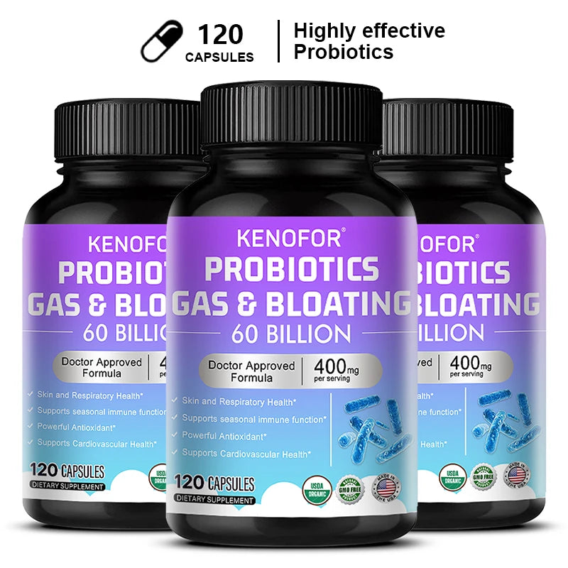 VITALXTRA Probiotic Capsules – 60 Billion CFU, 15 Strains Probiotic Supplement Qst 120 count-3 bottle