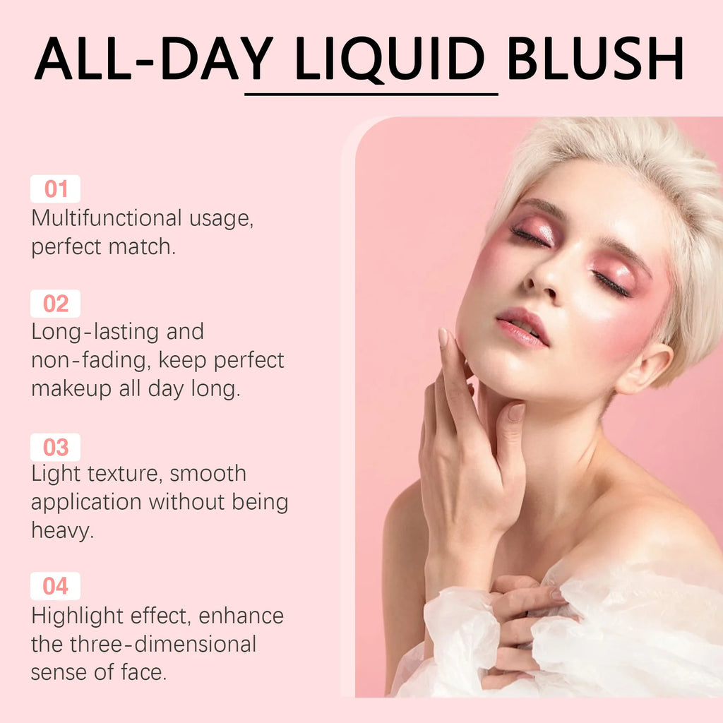 Liquid Blush Stick Sponge Tip – Waterproof Long-Lasting Cheek Tint Liquid Blush Stick Qst