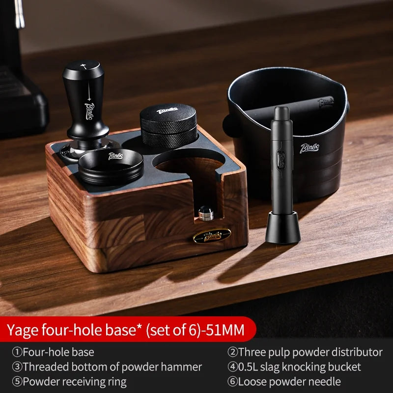 BINCOO 51/58mm Portafilter Storage Base Tamper & Distributor Set