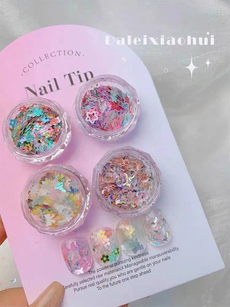 Fluorescent Nail Sequins – Moon Star Flower Heart Nail Art Nail Art Sequins Qme