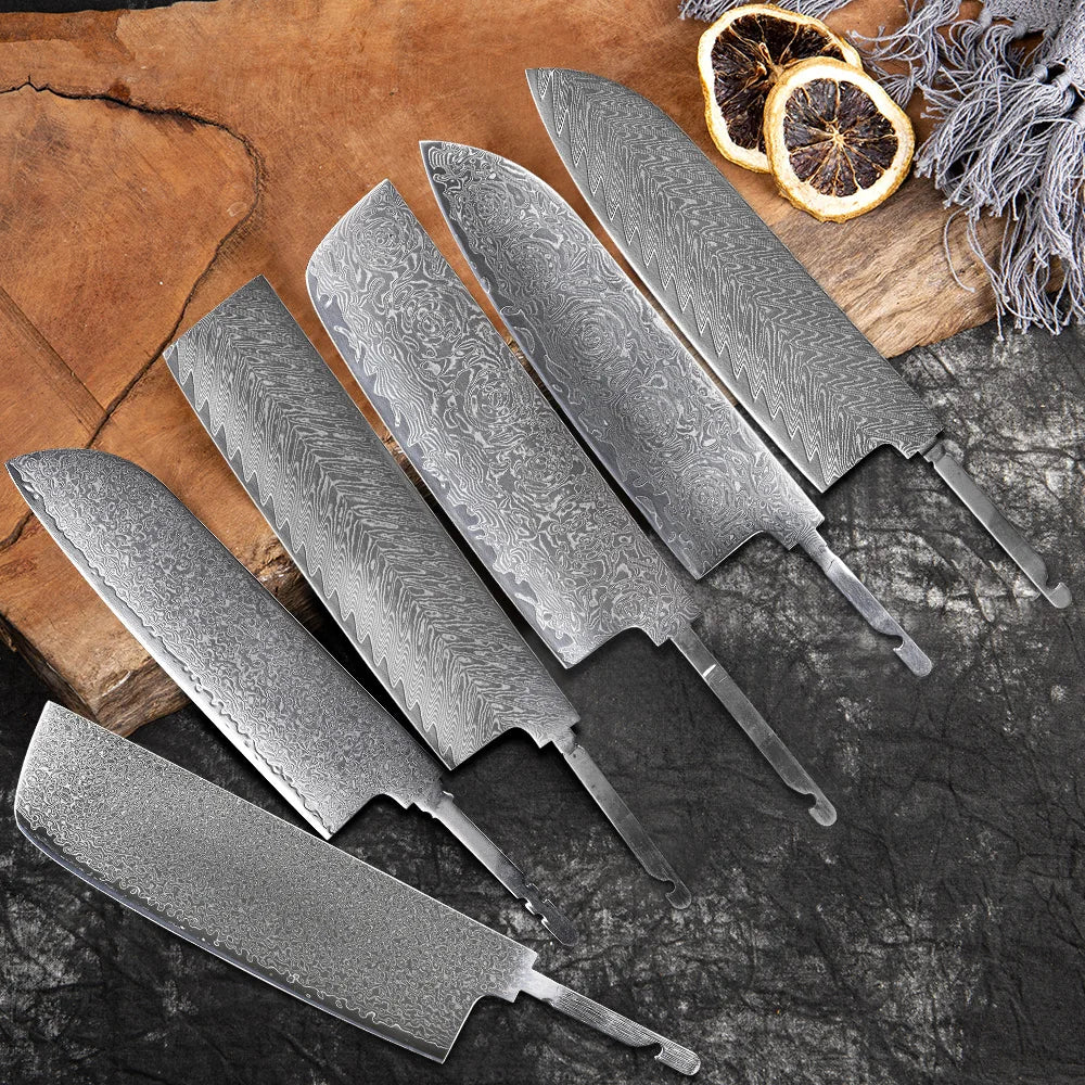 TURWHO Damascus Steel Blade Blank – DIY Nakiri Santoku Chef Knife Damascus Knife Blank Qst