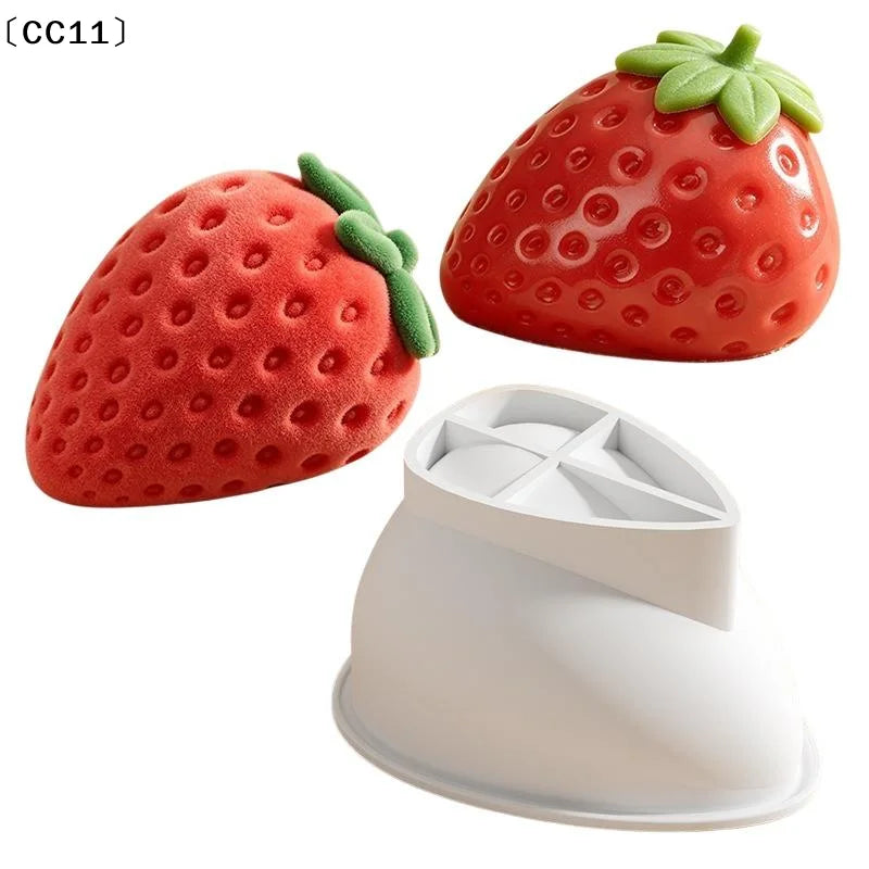 3D Strawberry Silicone Mold – Candy, Ice Cube, Cake & Soap Silicone Baking Mold Qme