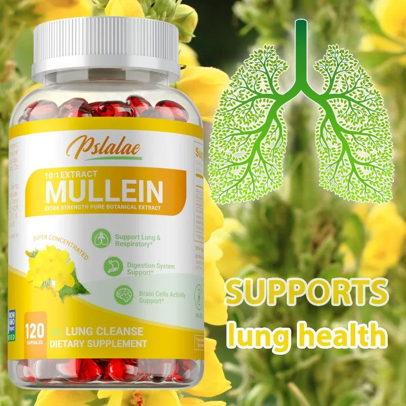 Mullein Leaf Extract Capsules – Antioxidant & Lung Support Herbal Supplement Qst