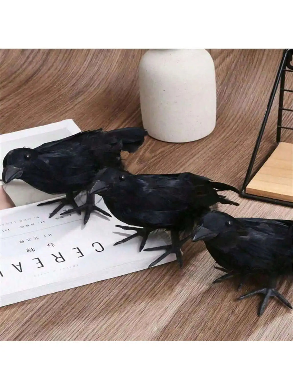 Halloween Black Crow Decoration – Realistic Fake Bird Prop Halloween Decoration Qme