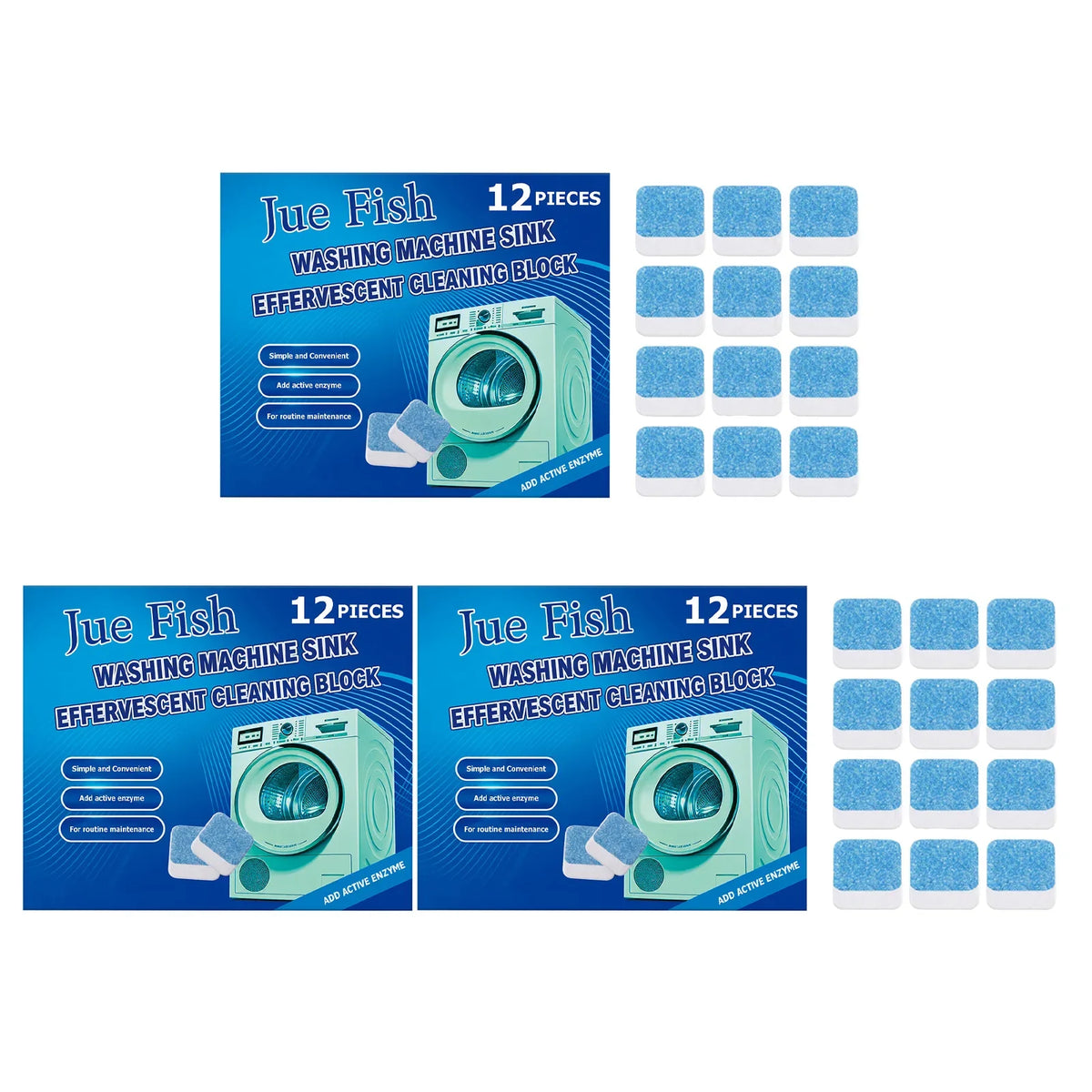 Washing Machine Cleaning Tablets – Removes Stains & Scale Washing Machine Cleaner Qme 3 x 12PCS Boxed