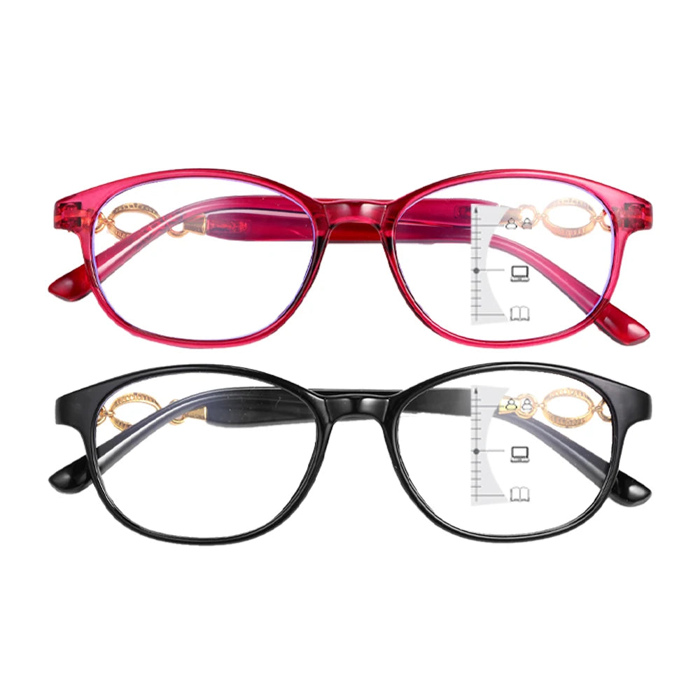 VOPHA Progressive Multifocal Reading Glasses +1.0–+3.0 | L4 Progressive Reading Glasses Qst 2PCS-Black Purple +100