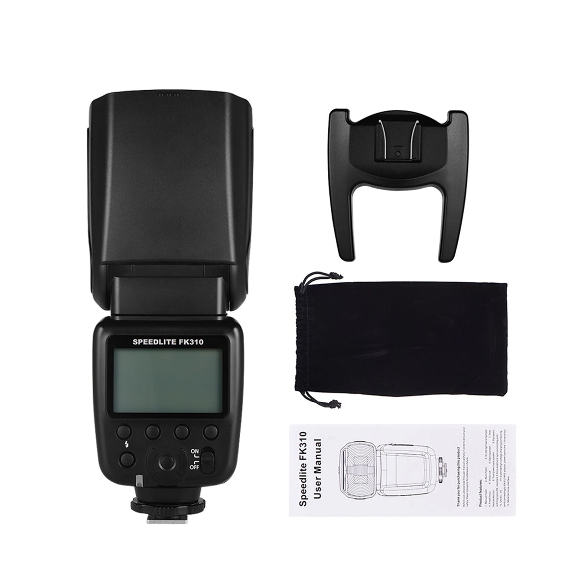 Wireless Speedlite Flash GN33 LCD Display for DSLR Cameras Camera Flash Speedlite Qst black
