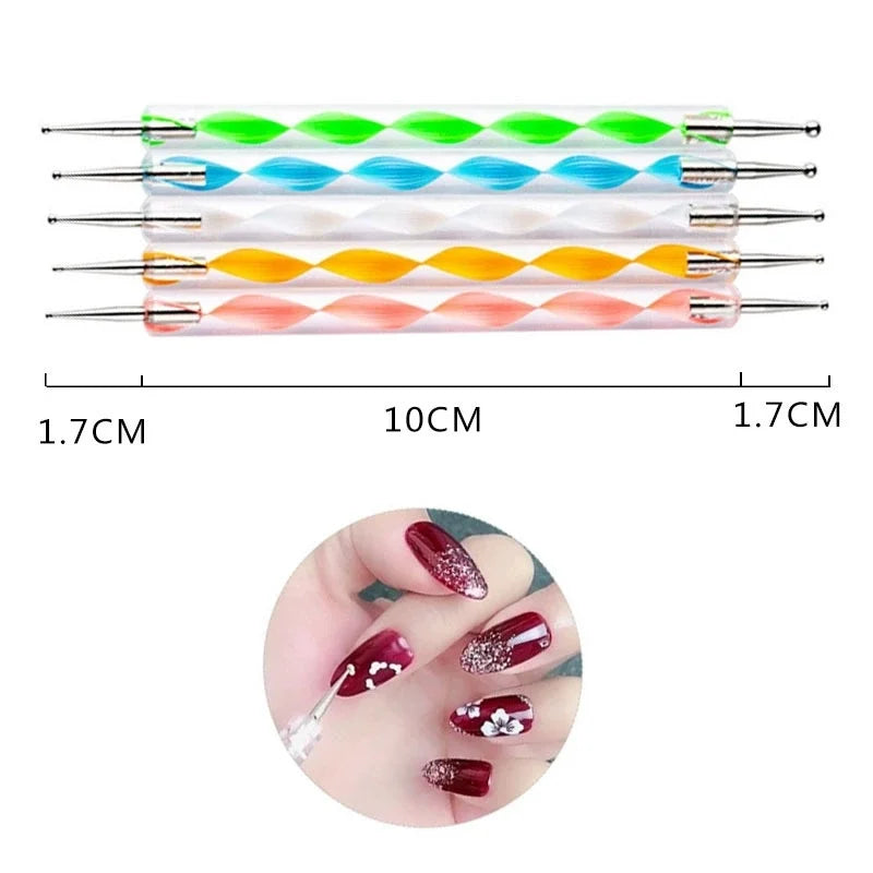 Nail Dotting Pens Set | Rotatable DIY Nail Art Tools 5–10 Pc Nail Art Dotting Set Qme