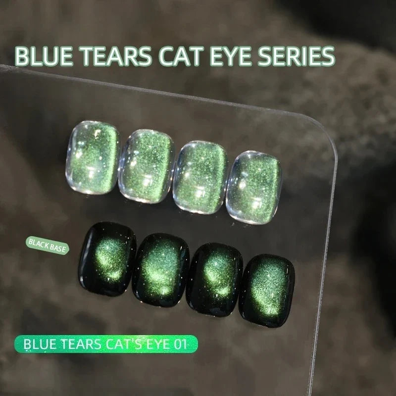 Blue Tears Cat Eye Magnetic Nail Powder – 3 Colors | Qme Magnetic Nail Powder Qme S green