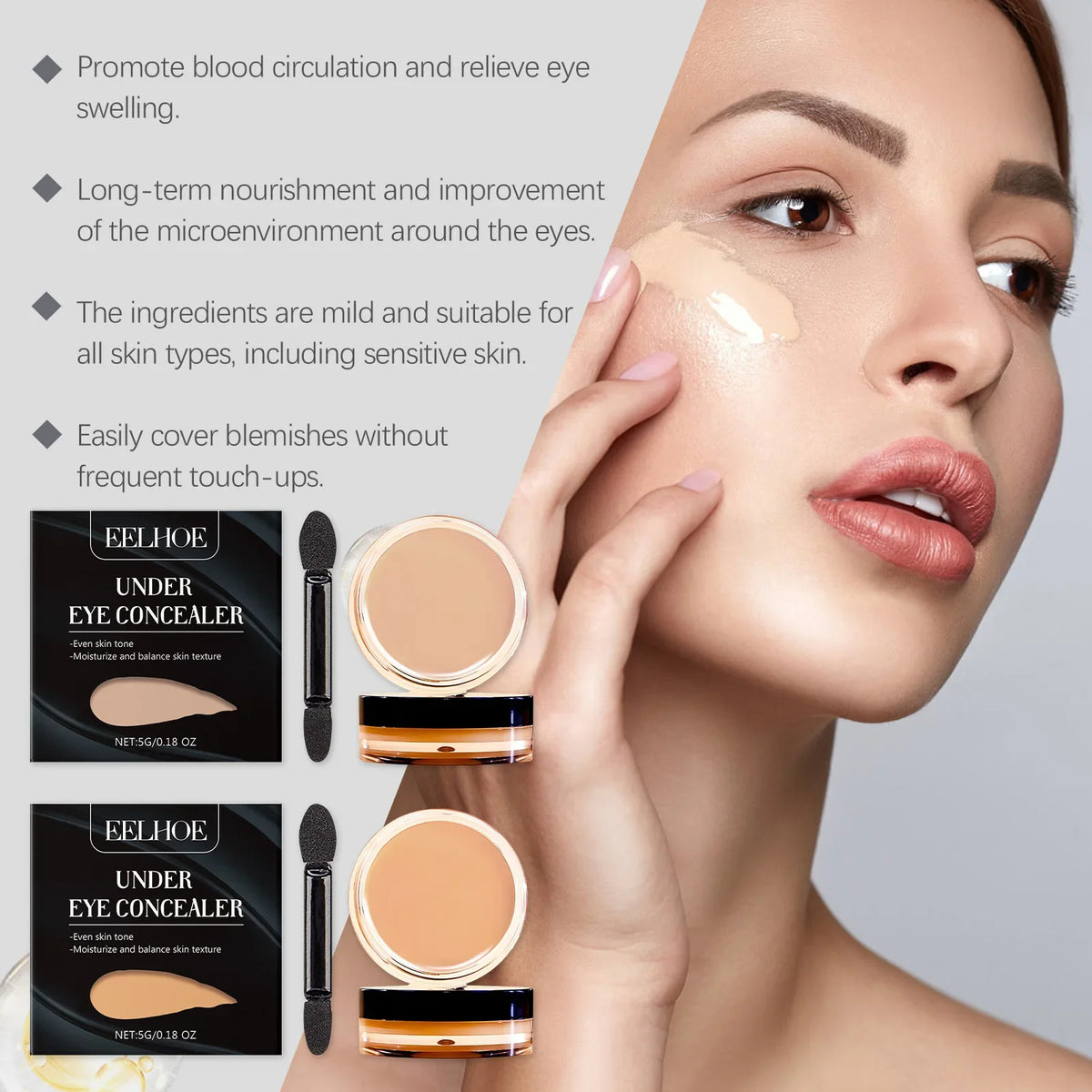 Qme Eye Concealer – Moisturizing, Blemish-Covering Makeup Eye Concealer Qme
