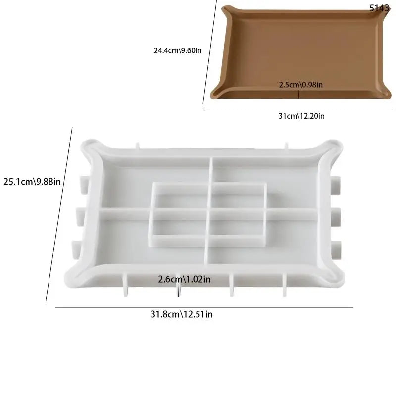 Curved Corner Square Silicone Mold – DIY Resin Plaster Tray Silicone Casting Mold Qme A1