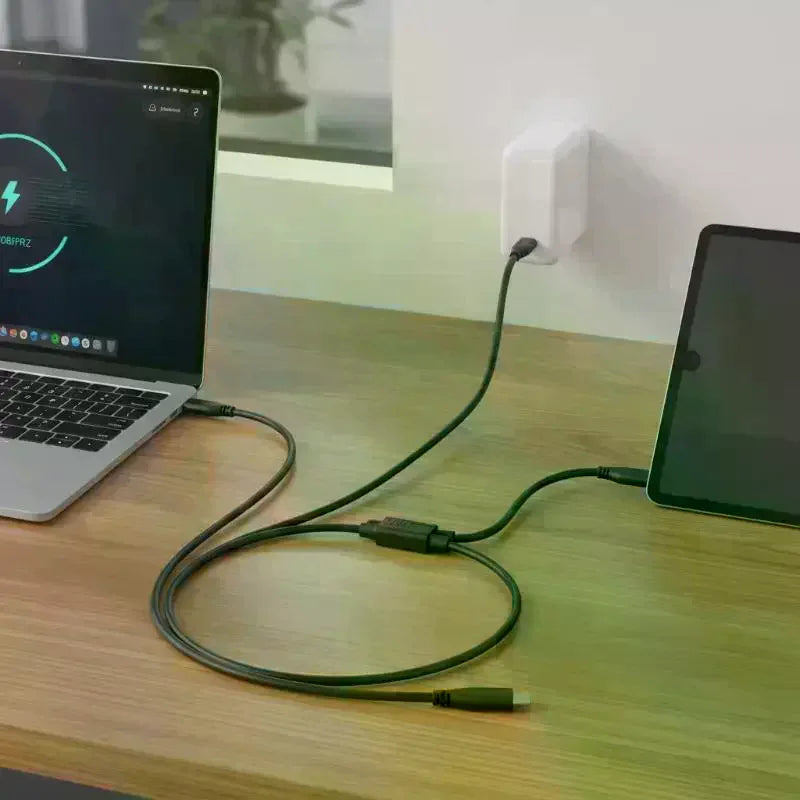 USB-C 1-to-2 Splitter Cable – 15W 3A Charging & Data USB-C Splitter Cable Qme