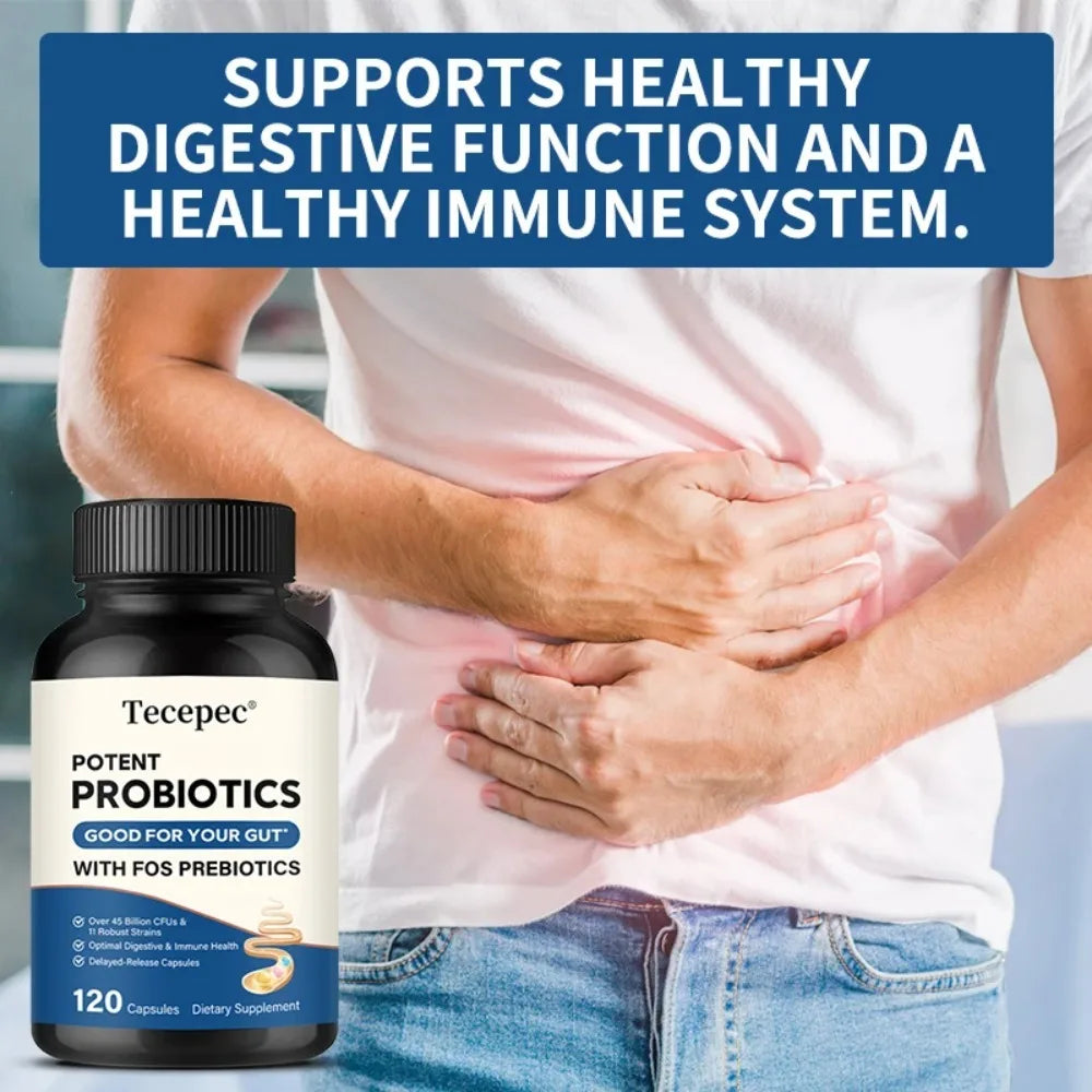 Tecepec Probiotics & Prebiotics Capsules | Digestive Support Probiotic Supplement Qst