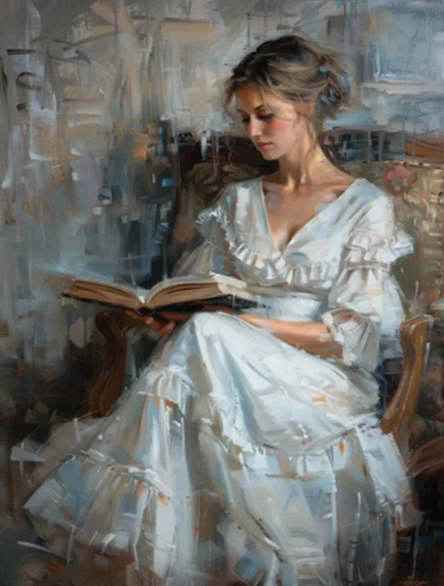 Vintage Female Reading Canvas Wall Art Print | Home Décor Canvas Wall Art Print Qst