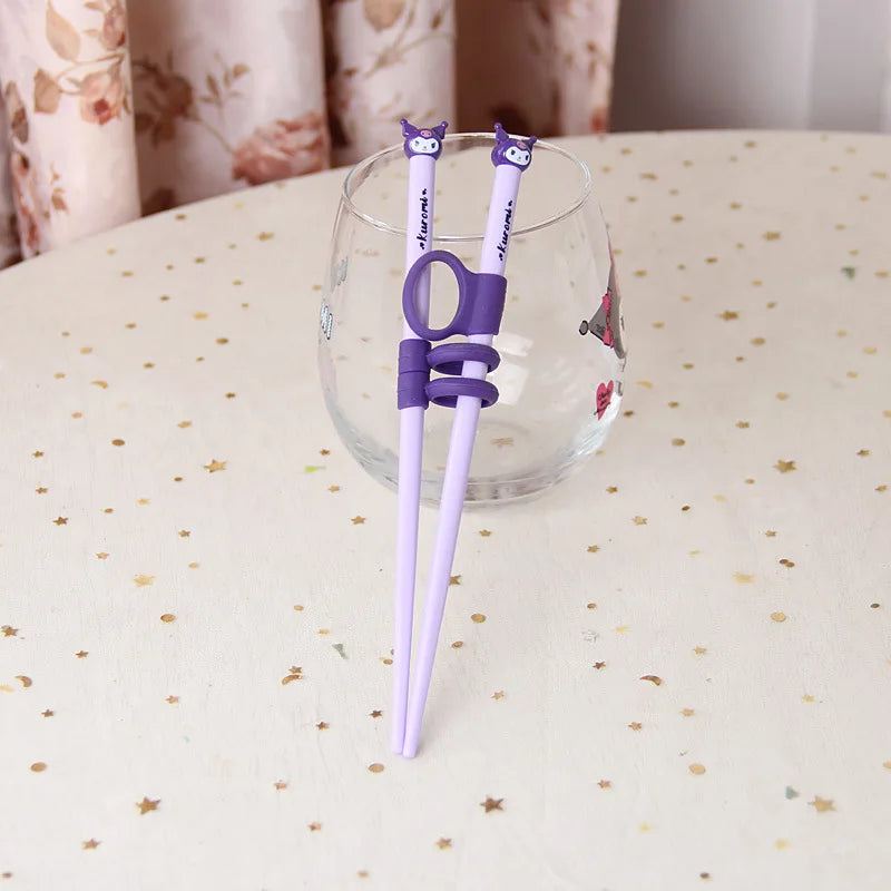 Hello Kitty Kuromi Finger-Loop Practice Chopsticks Food-Grade Practice Chopsticks Qme 1