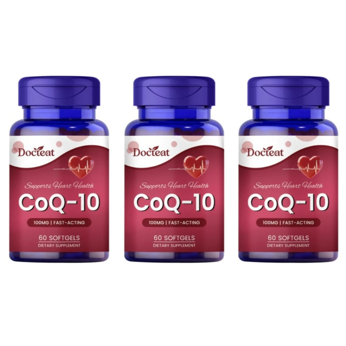 CoQ-10 100mg Softgels + Vitamin E, L-Carnitine & Omega-3 | 60ct CoQ10 Supplement Qst 180 Count(Pack of 3)