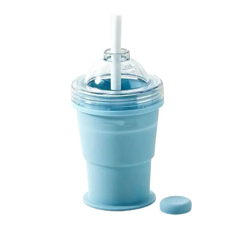 Foldable Ice Ball Cup with Built-In Straw | Food-Grade Silicone Foldable Silicone Cup Qme
