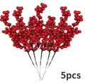 Artificial Red Berry Branches Christmas Tree & Wreath Decor Christmas Berry Picks Qme 5pcs 22cm