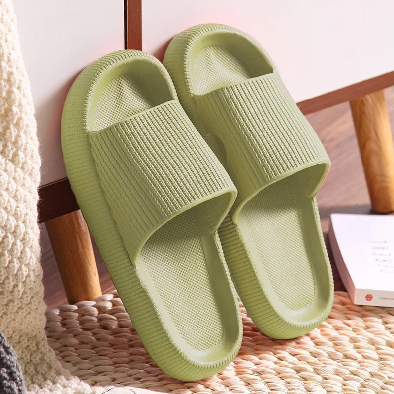 Women's Thick Platform Cloud Slippers EVA Non-Slip Slides Platform Cloud Slippers Qme A-Green 3.5cm 36-37 (fit 35-36)